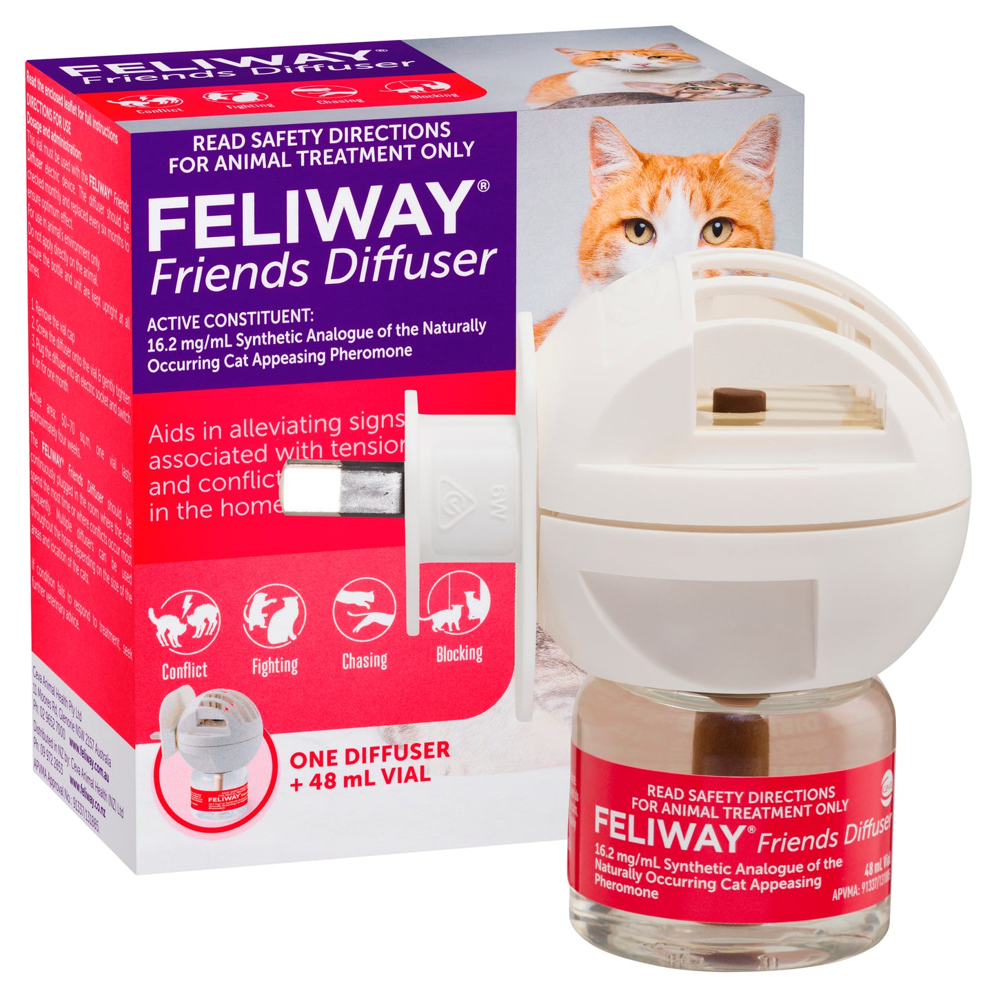 Feliway Friends Diffuser packaging with product on a white background