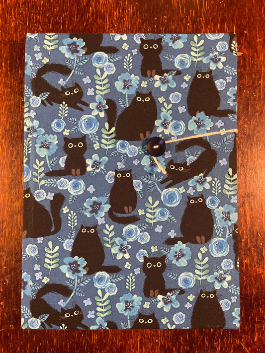 Sketchbook Large : Black Cats on Blue Flowers