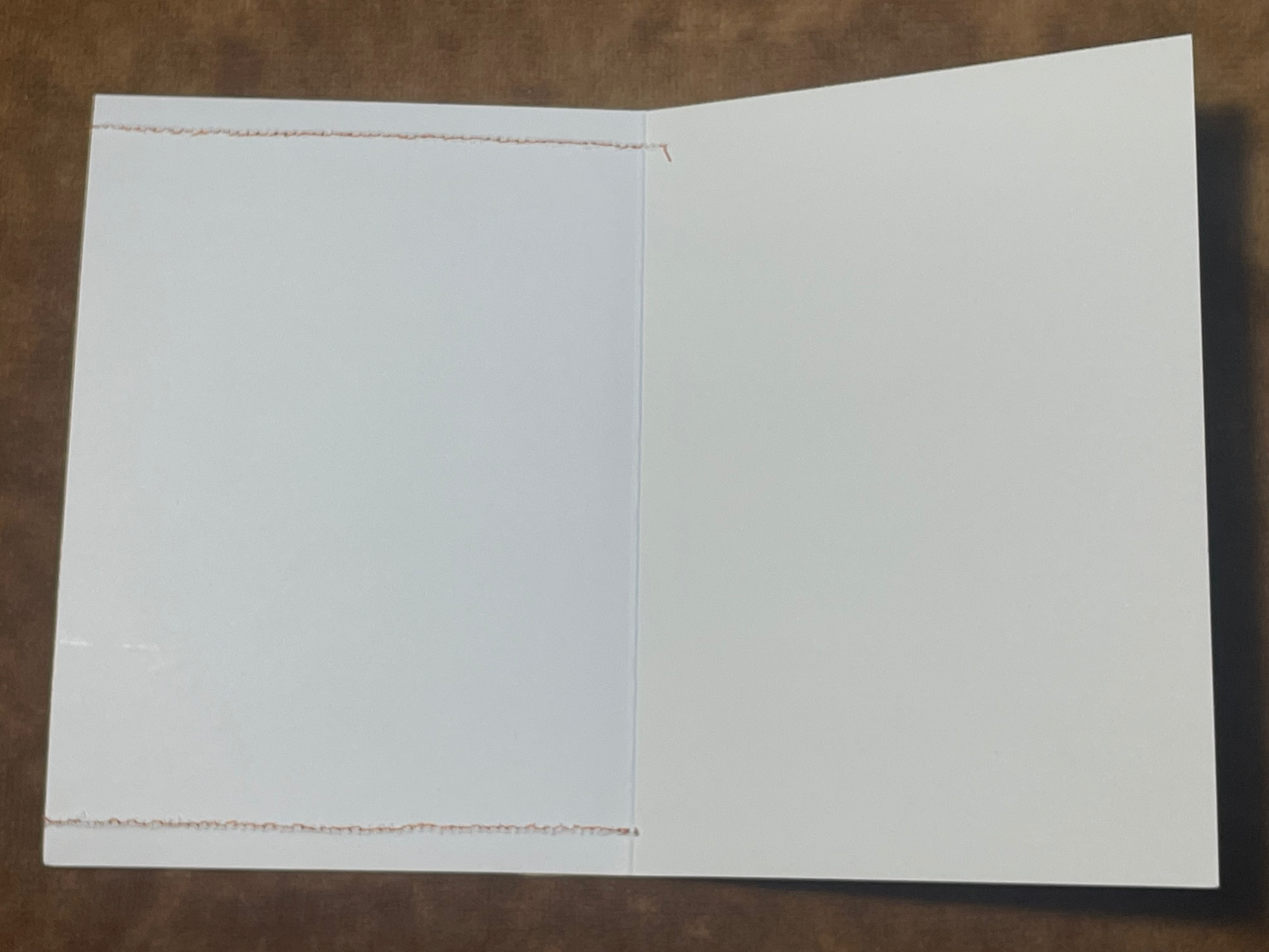 Insideof a white paper greetings card