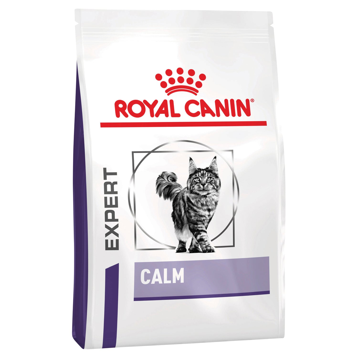 Royal Canin cat food package for calm cats on a white background
